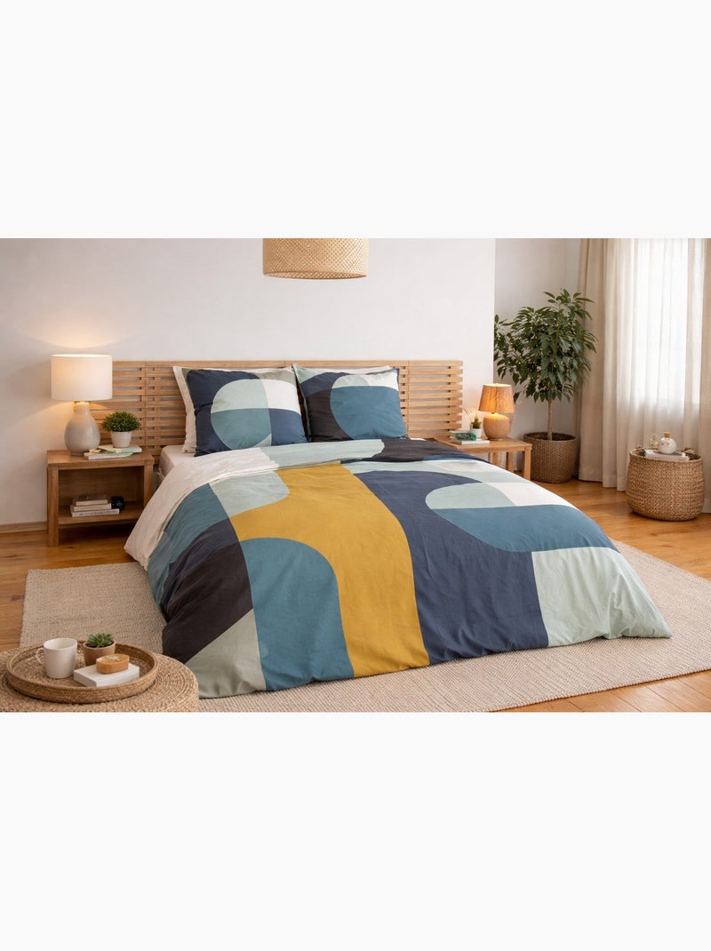 PARURE DE LIT - STYLE MODERNE & ÉNERGIE LUMINEUSE - 240x220 / Bleu Bleu - Kiabi