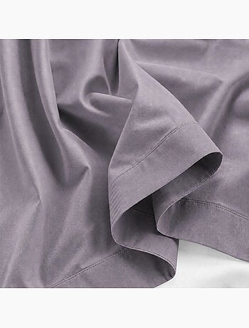 Parure de lit - the white stone - 200 tc - coton percale 100% - 1 personne 130x200 cm - gris foncé
