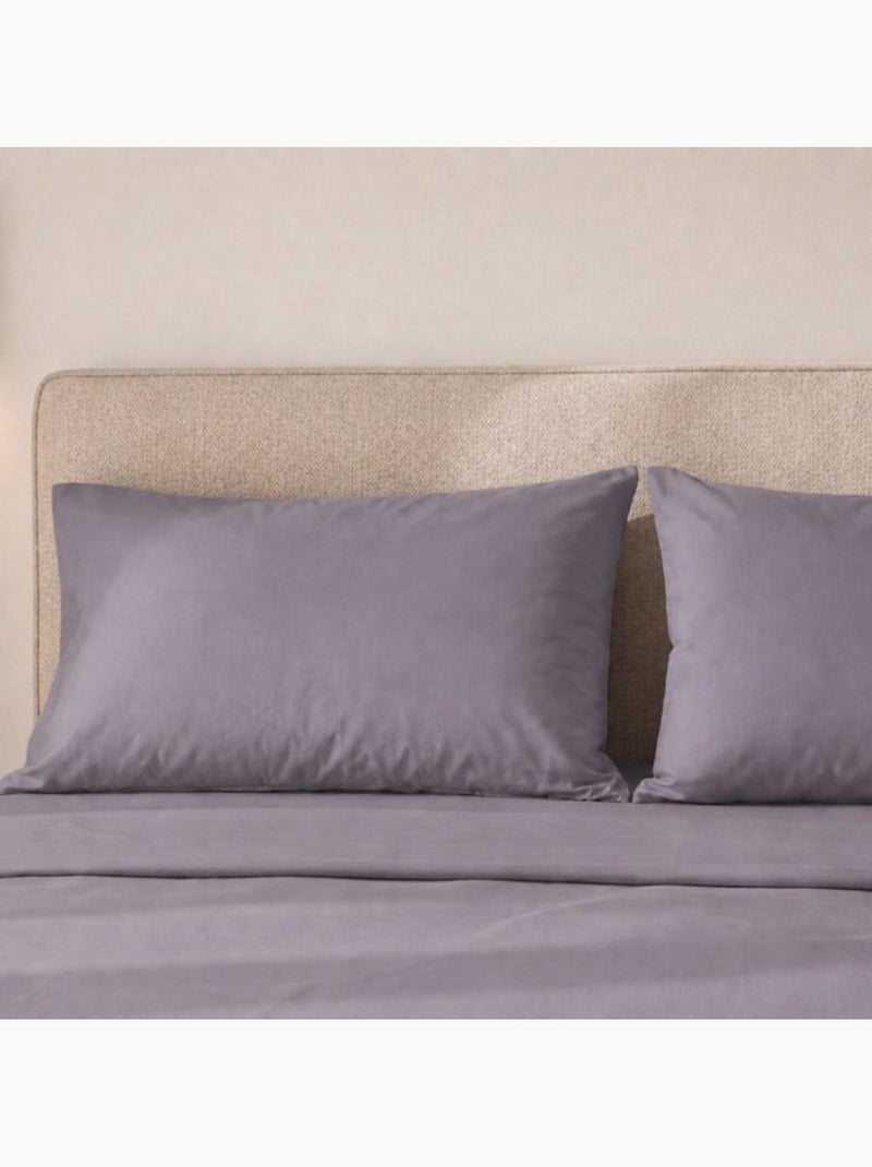 Parure de lit - the white stone - 200 tc - coton percale 100% - 1 personne 130x200 cm - gris foncé Gris - Kiabi