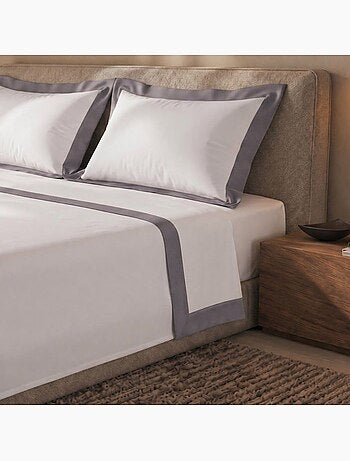 Parure de lit - the white stone - classique - coton 100% - volant satin - gris foncé