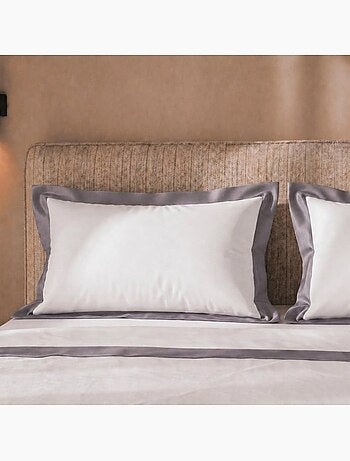 Parure de lit - the white stone - classique - coton 100% - volant satin - gris foncé