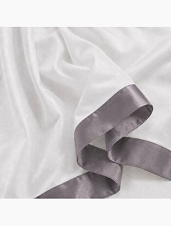 Parure de lit - the white stone - classique - coton 100% - volant satin - gris foncé