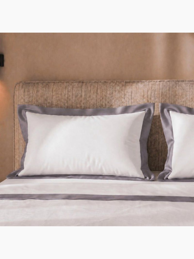 Parure de lit - the white stone - classique - coton 100% - volant satin - gris foncé Gris - Kiabi