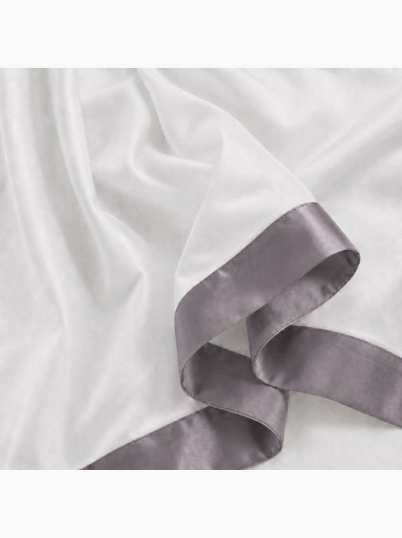 Parure de lit - the white stone - classique - coton 100% - volant satin - gris foncé Gris - Kiabi