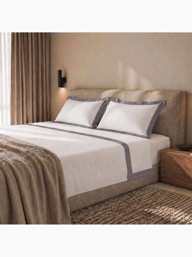 Parure de lit - the white stone - classique - coton 100% - volant satin - gris foncé Gris - Kiabi