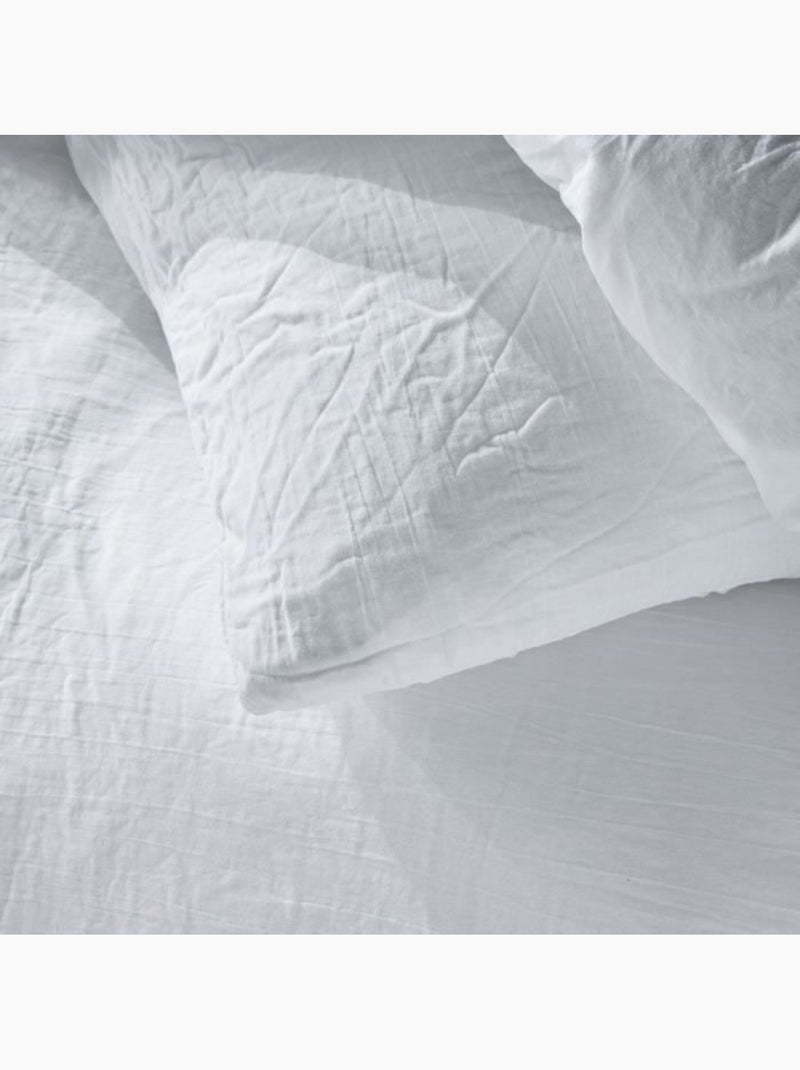 Parure de lit - today - 123320 - 2 personnes - 260x240cm - gaze de coton unie - craie Blanc - Kiabi