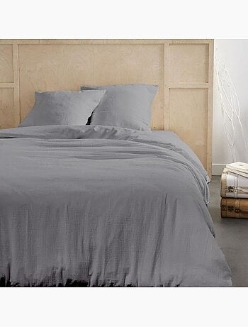 Parure de lit - today - 123325 - 2 personnes - 240x220cm - gaze de coton unie - acier