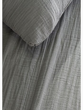 Parure de lit - today - 123325 - 2 personnes - 240x220cm - gaze de coton unie - acier