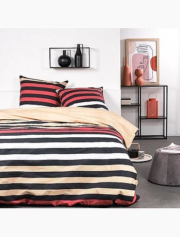 Parure de lit - today sunshine - 240x260 cm - 2 personnes - coton imprimé rayé
