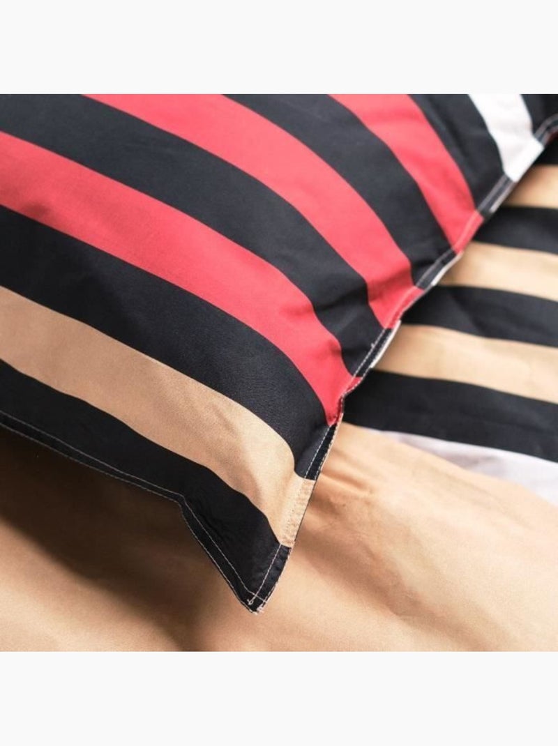 Parure de lit - today sunshine - 240x260 cm - 2 personnes - coton imprimé rayé Noir - Kiabi