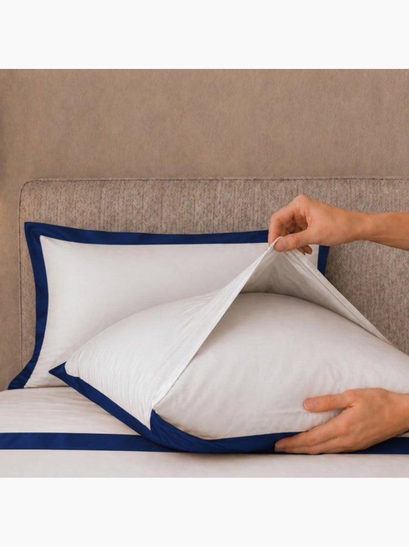 Parure de lit 1 personne - the white stone - 130x200 - drap plat 190x295 - volant satin bleu Bleu - Kiabi