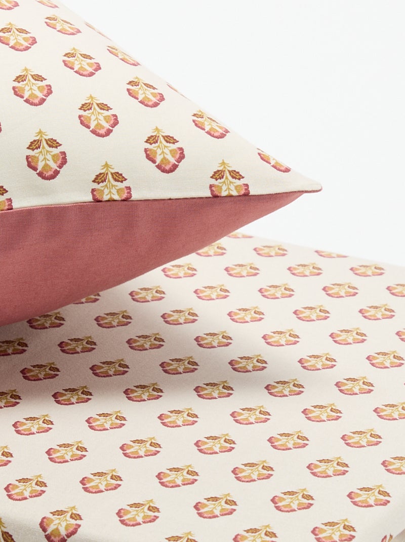 Parure de lit 1 personne (140 x 200 cm) en coton Rose - Kiabi