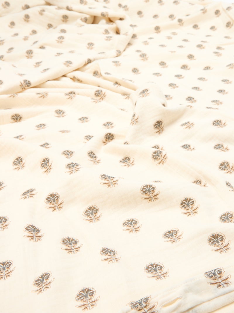 Parure de lit 1 personne 140 x 200 cm en gaze de coton Jaune - Kiabi