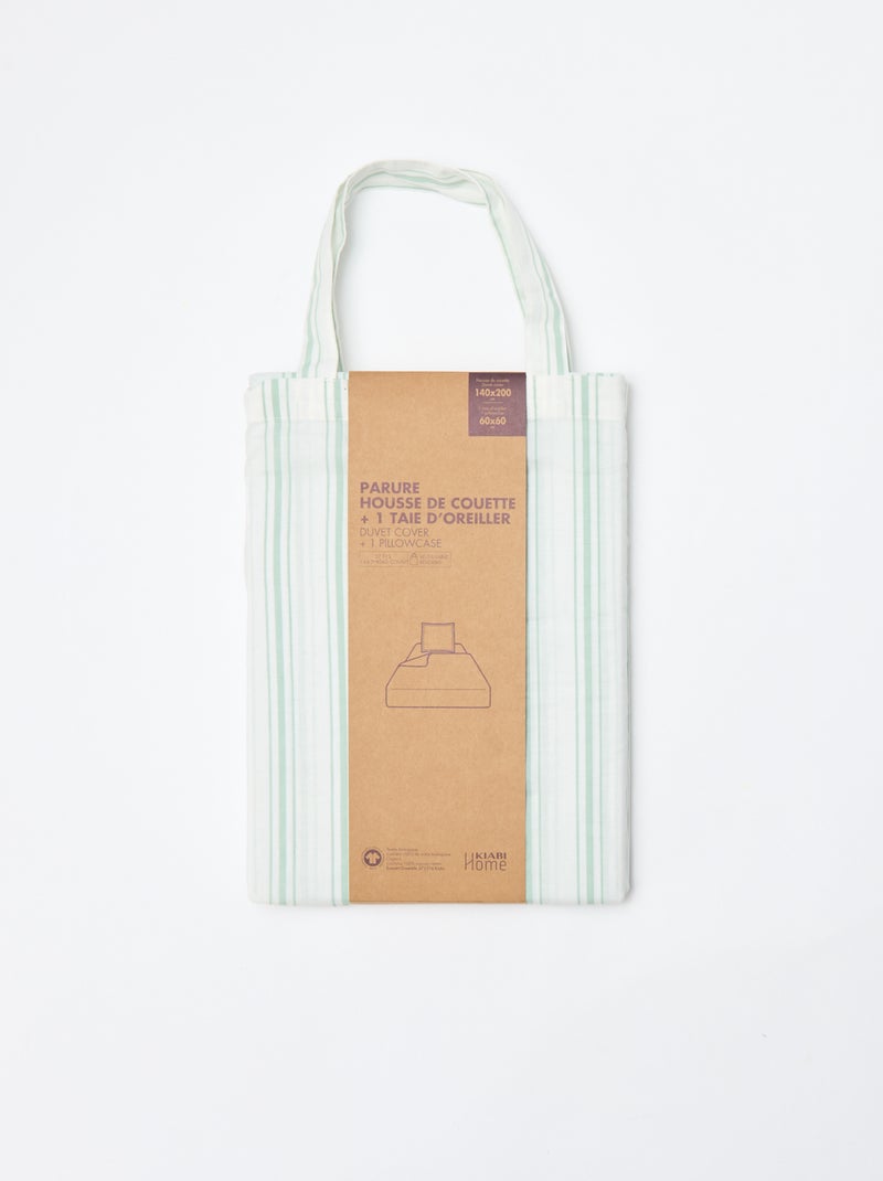 Parure de lit 1 personne (140 x 200cm) en coton 57 fils - Kiabi Home Bleu - Kiabi