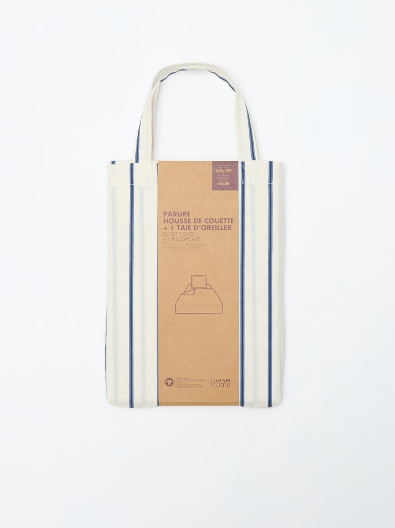 Parure de lit 1 personne (140 x 200cm) en coton 57 fils - Kiabi Home Bleu - Kiabi