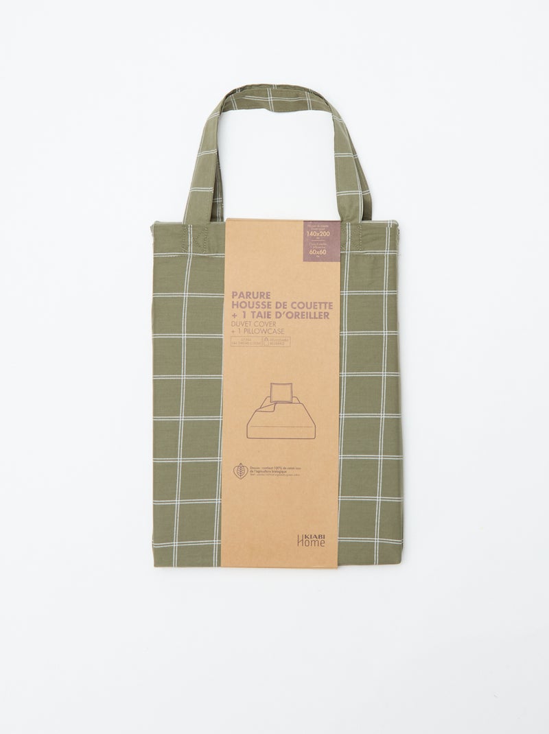 Parure de lit 1 personne (140 x 200cm) en coton 57 fils - Kiabi Home Kaki - Kiabi
