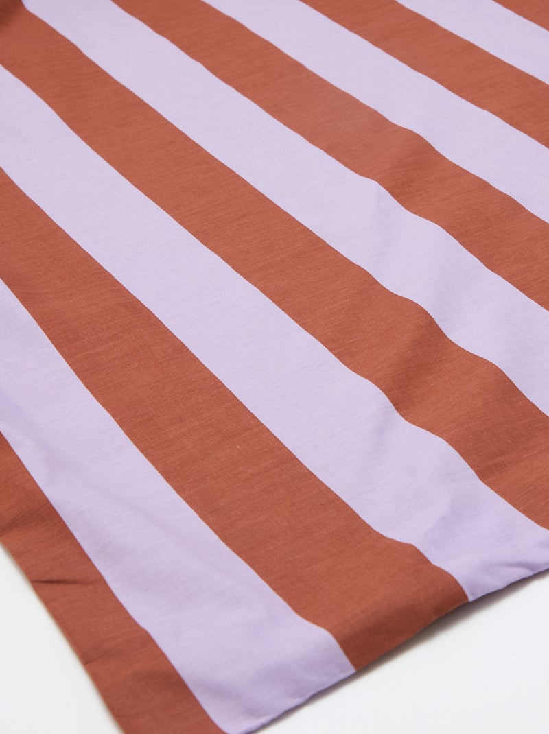 Parure de lit 1 personne (140 x 200cm) en coton 57 fils - Kiabi Home Marron/mauve rayé - Kiabi