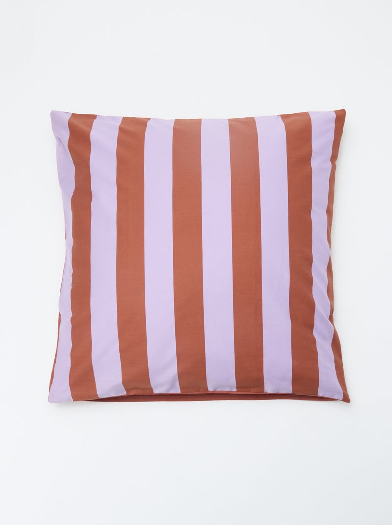 Parure de lit 1 personne (140 x 200cm) en coton 57 fils - Kiabi Home Marron/mauve rayé - Kiabi