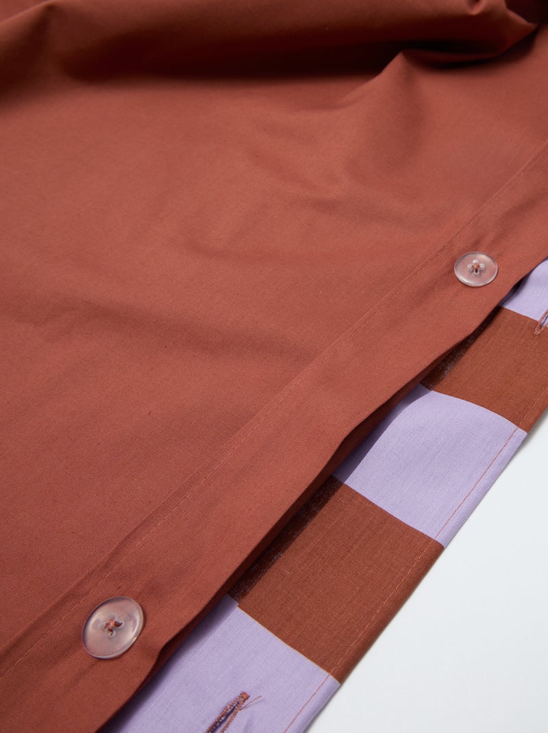 Parure de lit 1 personne (140 x 200cm) en coton 57 fils - Kiabi Home Marron/mauve rayé - Kiabi