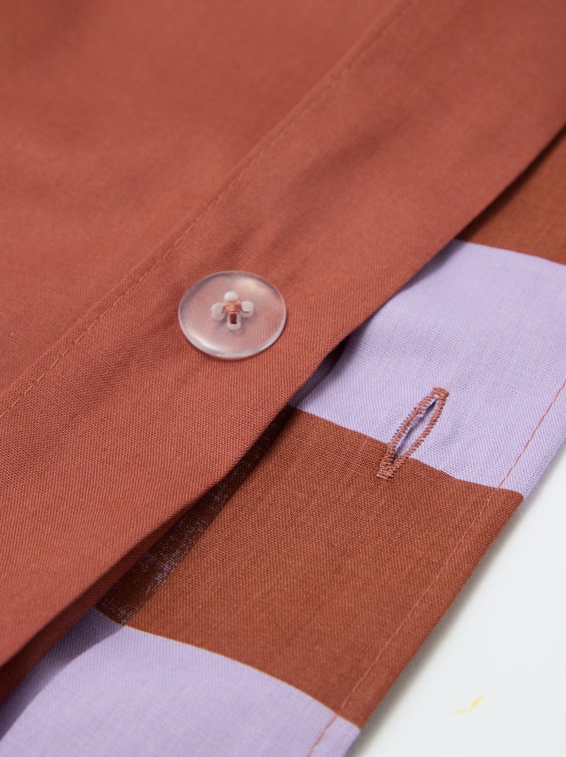 Parure de lit 1 personne (140 x 200cm) en coton 57 fils - Kiabi Home Marron/mauve rayé - Kiabi