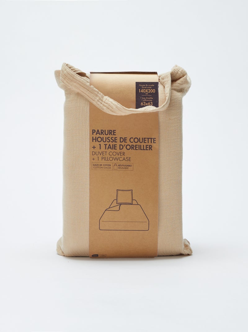 Parure de lit 1 personne (140 x 200cm) en gaze de coton - Kiabi Home BEIGE - Kiabi
