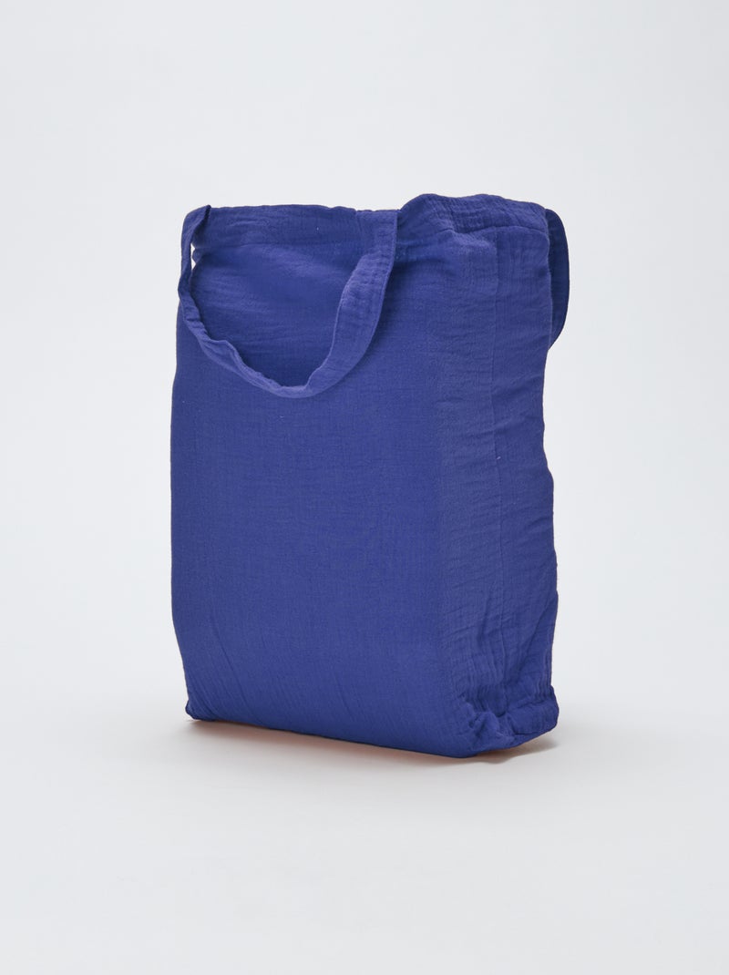 Parure de lit 1 personne (140 x 200cm) en gaze de coton - Kiabi Home Bleu royal - Kiabi