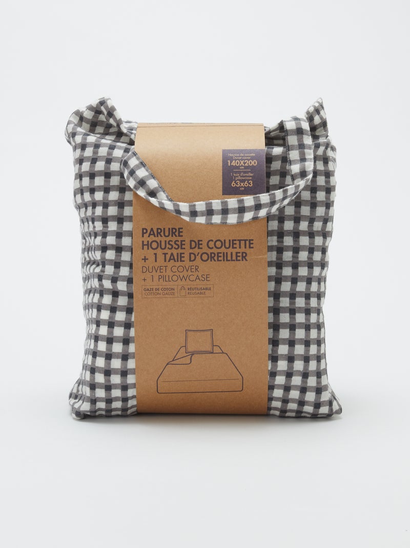 Parure de lit 1 personne (140 x 200cm) en gaze de coton - Kiabi Home Gris - Kiabi