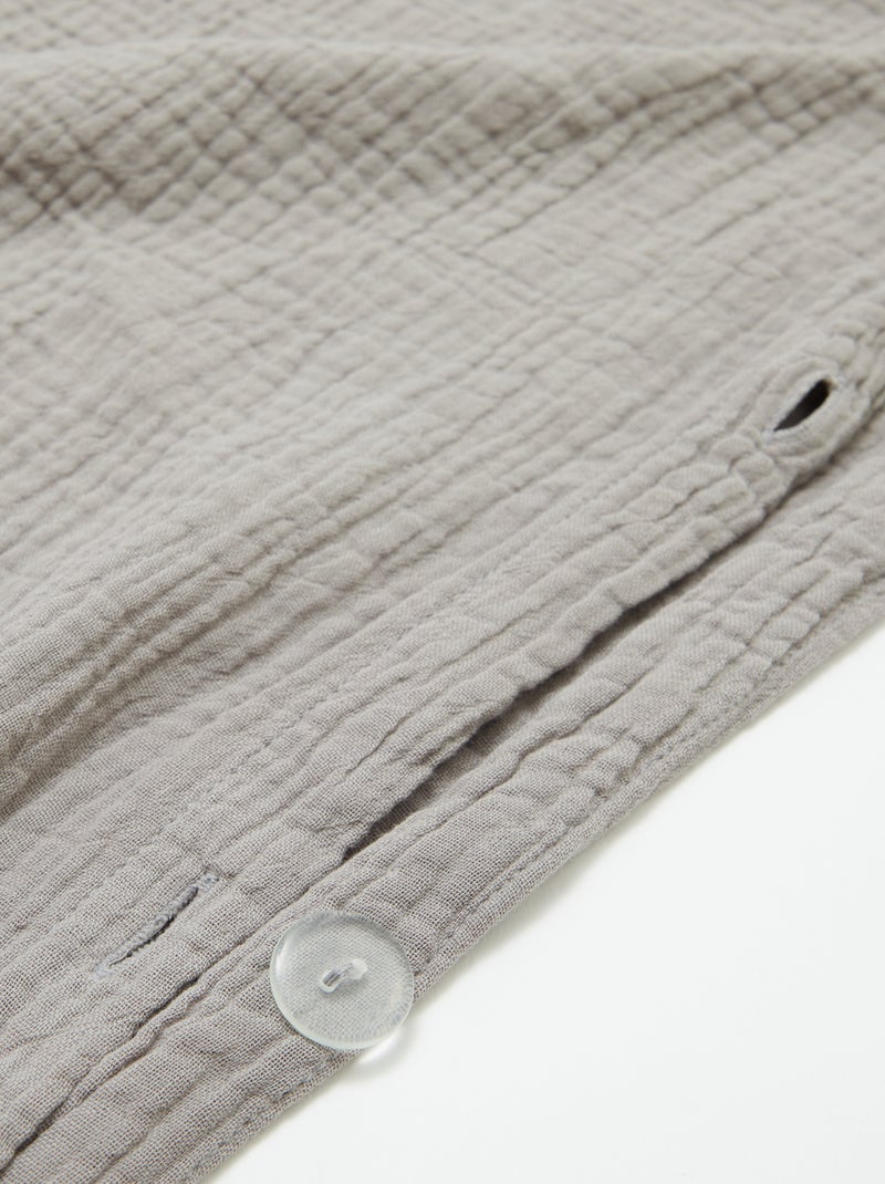 Parure de lit 1 personne (140 x 200cm) en gaze de coton - Kiabi Home Gris clair - Kiabi