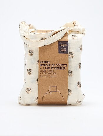 Parure de lit 1 personne (140 x 200cm) en gaze de coton - Kiabi Home