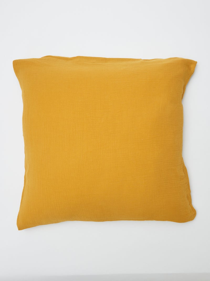 Parure de lit 1 personne (140 x 200cm) en gaze de coton - Kiabi Home Jaune curry - Kiabi