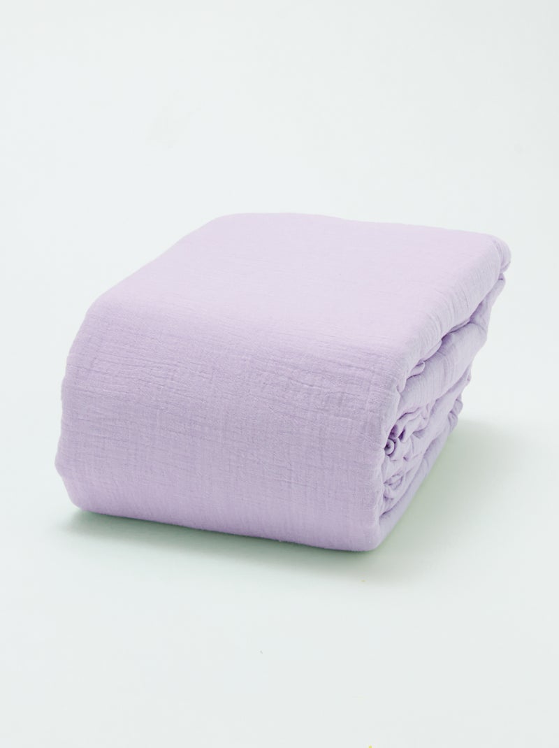 Parure de lit 1 personne (140 x 200cm) en gaze de coton - Kiabi Home Lilas - Kiabi