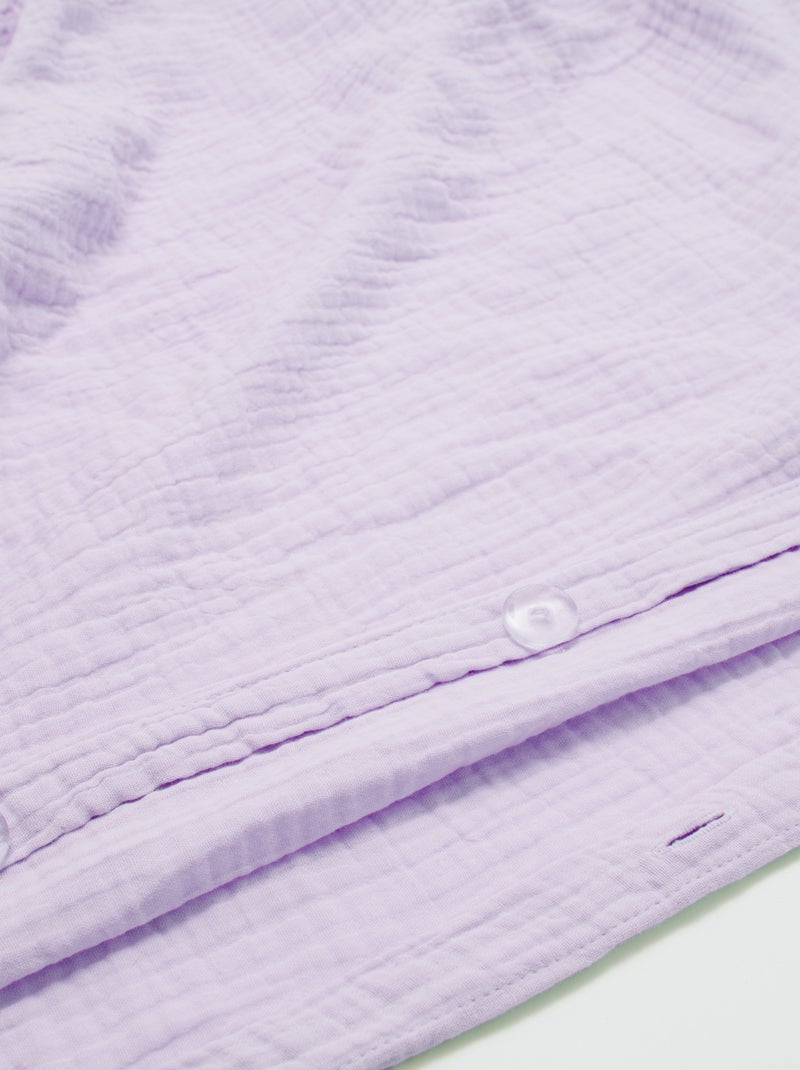 Parure de lit 1 personne (140 x 200cm) en gaze de coton - Kiabi Home Lilas - Kiabi