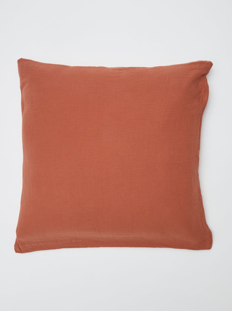 Parure de lit 1 personne (140 x 200cm) en gaze de coton - Kiabi Home Terracota - Kiabi