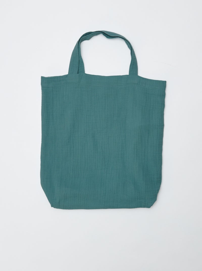 Parure de lit 1 personne (140 x 200cm) en gaze de coton - Kiabi Home Vert - Kiabi