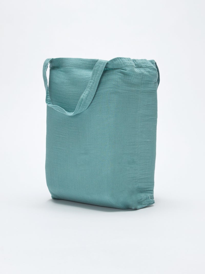 Parure de lit 1 personne (140 x 200cm) en gaze de coton - Kiabi Home Vert - Kiabi