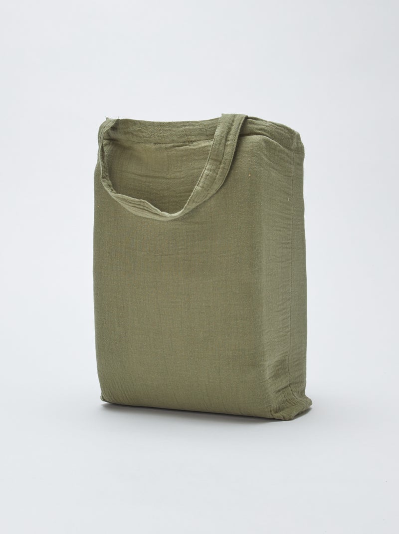 Parure de lit 1 personne (140 x 200cm) en gaze de coton - Kiabi Home Vert kaki - Kiabi