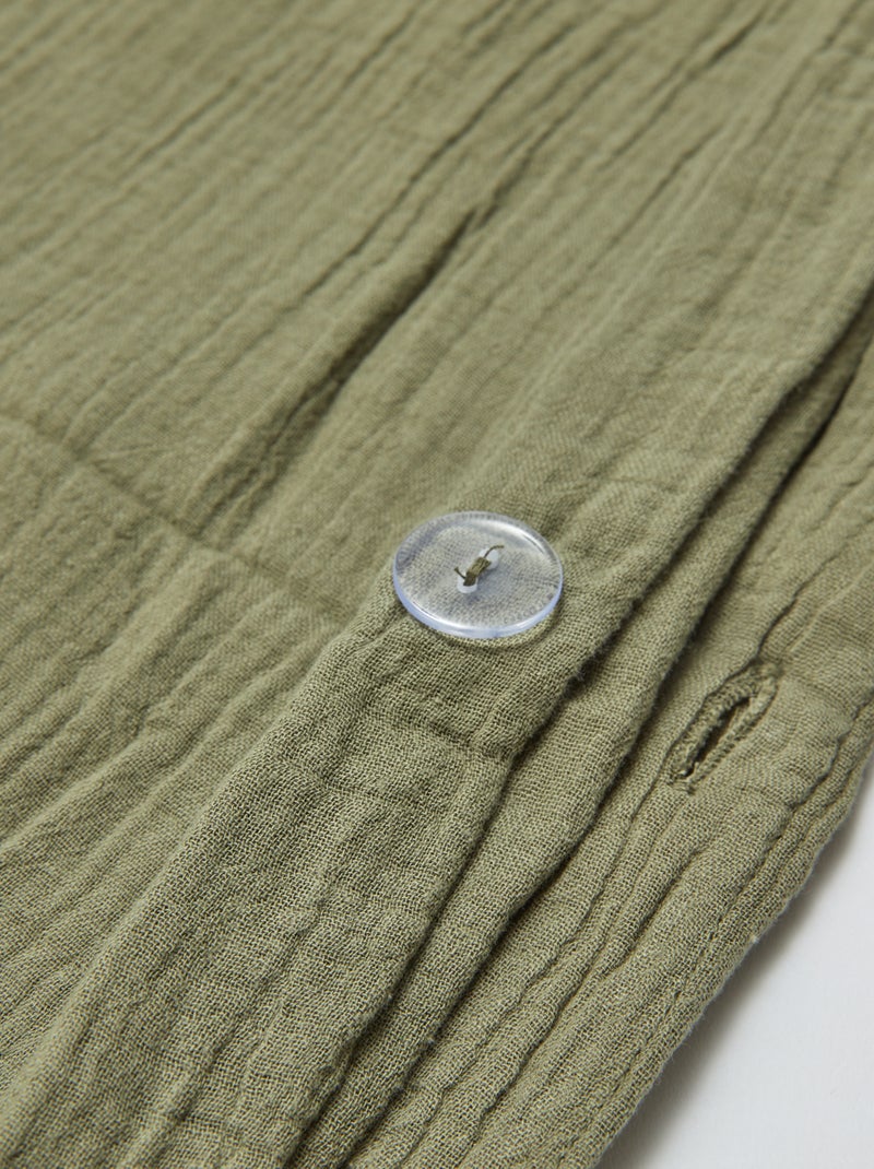 Parure de lit 1 personne (140 x 200cm) en gaze de coton - Kiabi Home Vert kaki - Kiabi