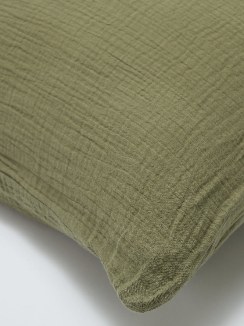 Parure de lit 1 personne (140 x 200cm) en gaze de coton - Kiabi Home Vert kaki - Kiabi
