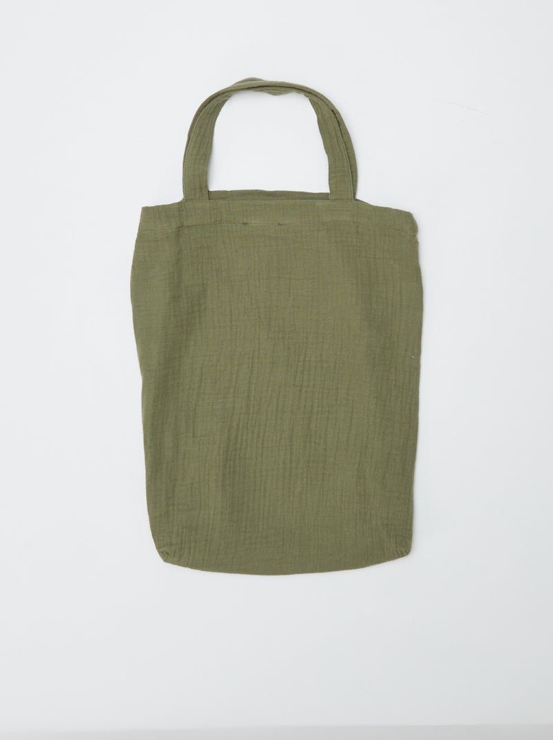 Parure de lit 1 personne (140 x 200cm) en gaze de coton - Kiabi Home Vert kaki - Kiabi