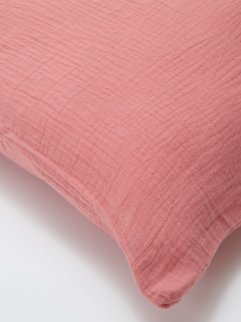 Parure de lit 1 personne (140 x 200cm) en gaze de coton - Kiabi Home Vieux rose - Kiabi