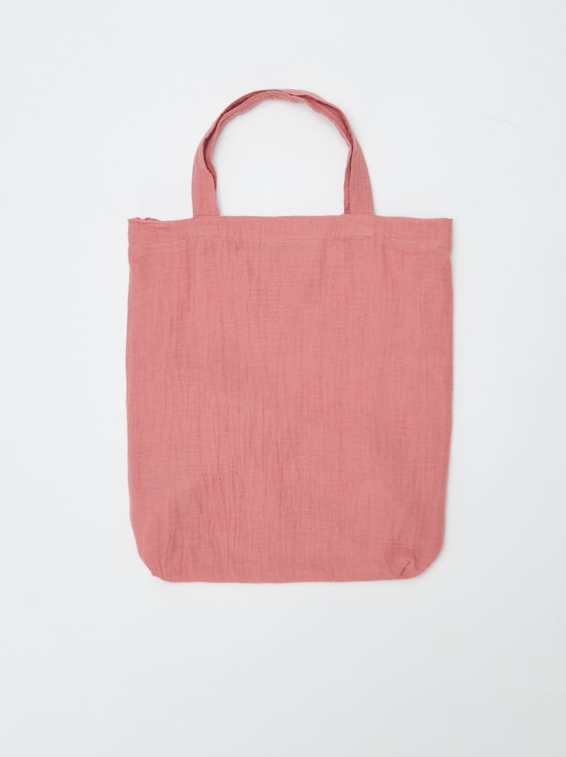 Parure de lit 1 personne (140 x 200cm) en gaze de coton - Kiabi Home Vieux rose - Kiabi