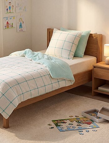 Parure de lit 1 personne 140 x 200cm en gaze de coton