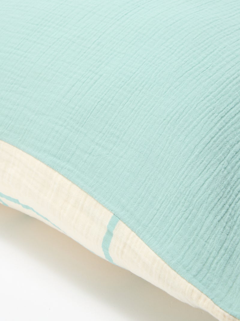Parure de lit 1 personne 140 x 200cm en gaze de coton Bleu - Kiabi
