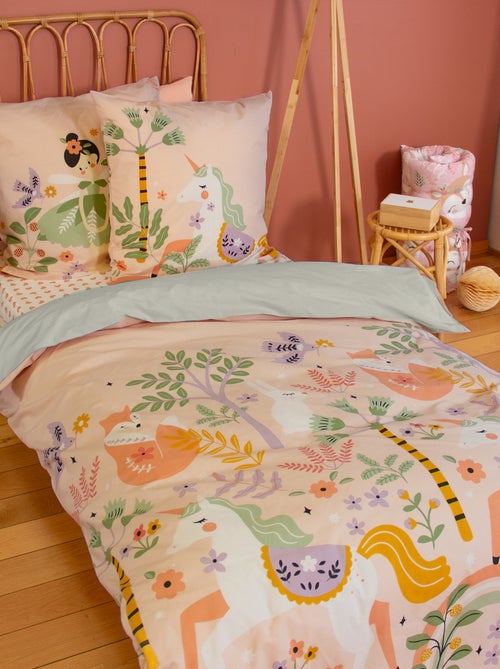 Parure de lit 1 personne 2 pièces : housse de couette + taie d'oreiller - Kiabi Parure de lit 1 personne 2 pièces : housse de couette + taie d'oreiller - Kiabi