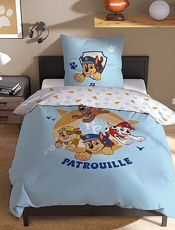 Parure de lit 1 personne 2 pièces 'Pat' Patrouille' : housse de couette + 1 taie d'oreiller