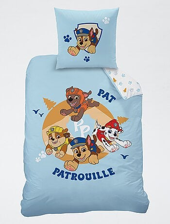 Parure de lit 1 personne 2 pièces 'Pat' Patrouille' : housse de couette + 1 taie d'oreiller