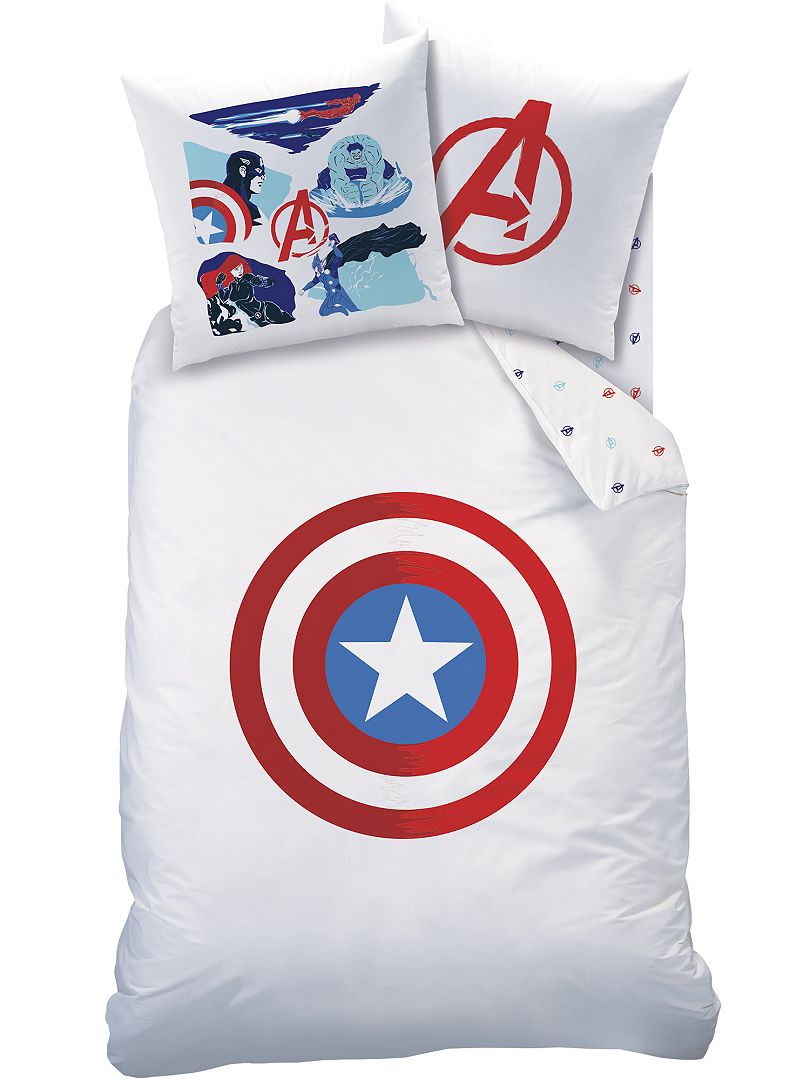 Parure de lit 1 personne 'Avengers' de 'Marvel' blanc - Kiabi