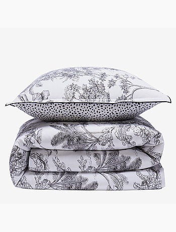 Parure de lit 1 personne 'FAUVE' coton imprimé jungle réversible 140 x 200 - Future Home