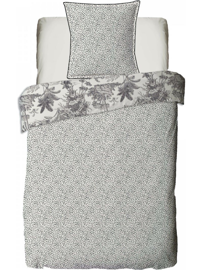 Parure de lit 1 personne 'FAUVE' coton imprimé jungle réversible 140 x 200 - Future Home Blanc Gris anthracite - Kiabi