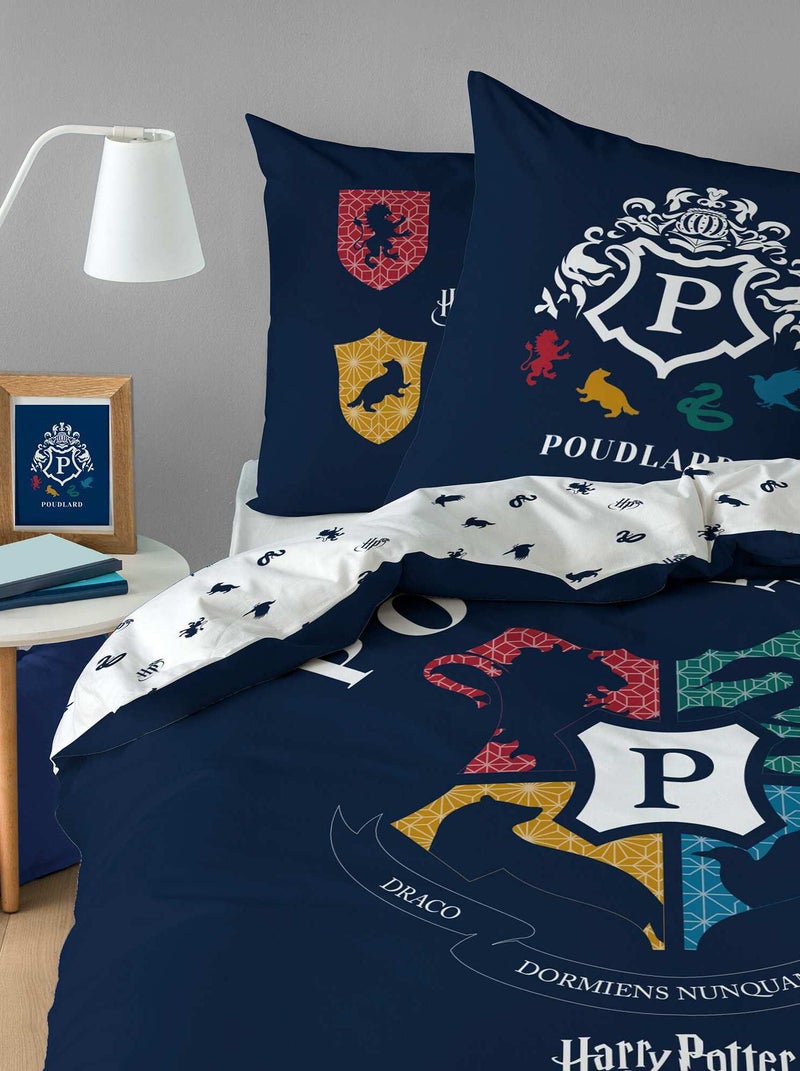 Parure de lit 1 personne 'Harry Potter' bleu marine - Kiabi